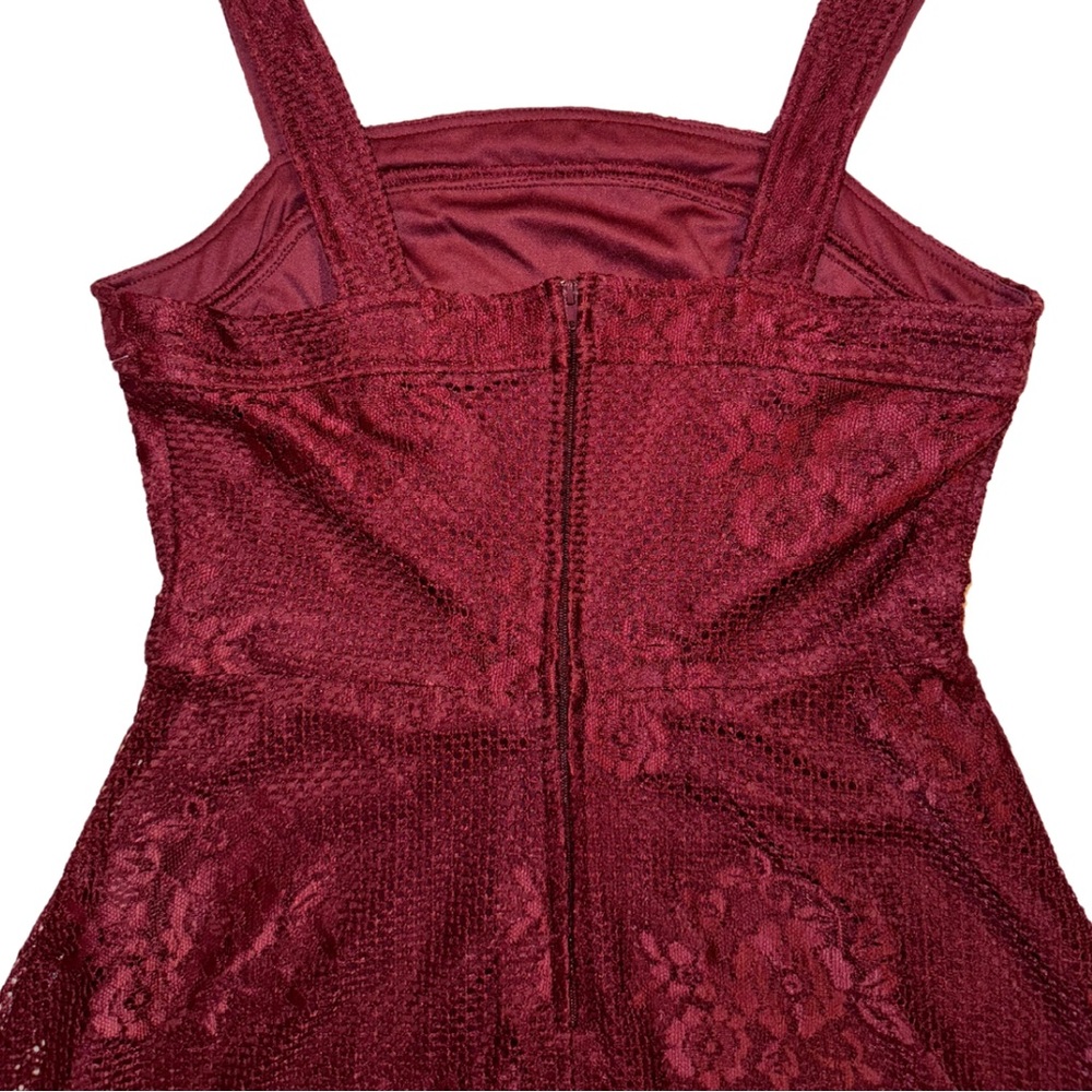 SPEECHLESS Nordstrom Maroon Lace Fit & Flare Mini Dress Juniors M - Picture 3 of 6